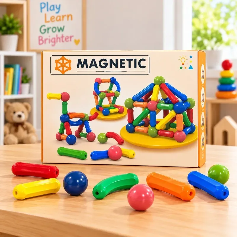 Magnetic Building Blocks Set, 42 Pieces, front view