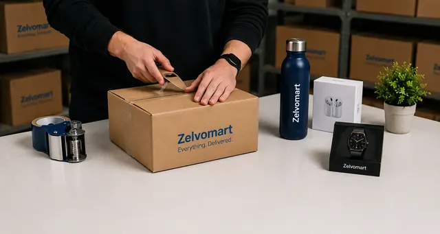 A Zelvomart parcel being prepared for dispatch